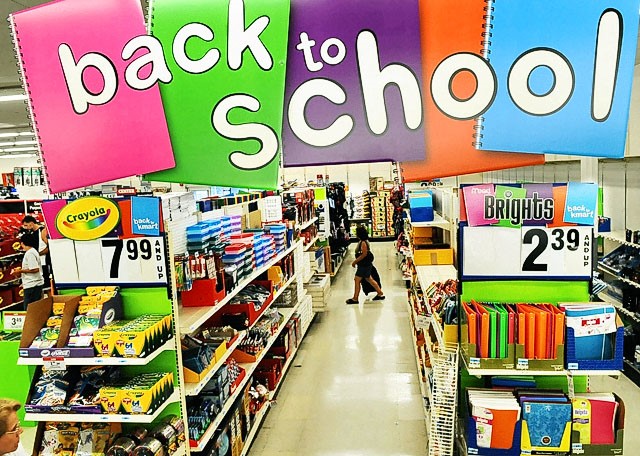 back to school supplies for sale in a store